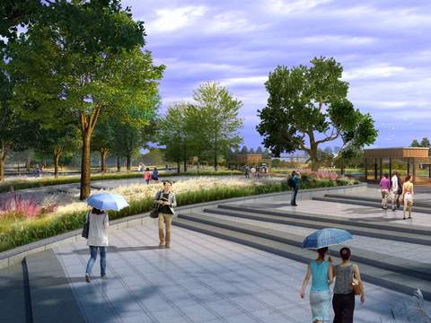 modern square park landscape psd