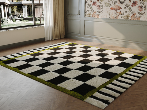 Middle Style Carpet Plaid Carpet Checkerboard Carpet