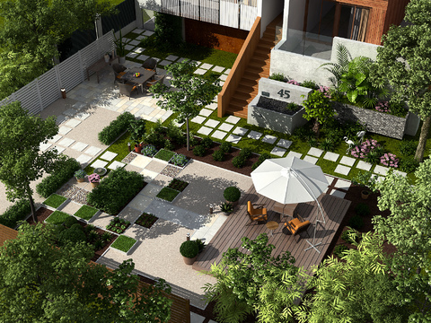 Modern Villa Courtyard Garden