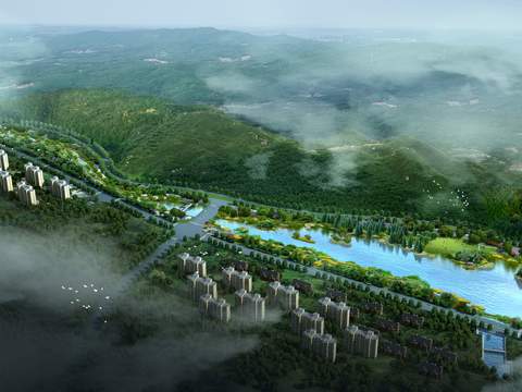 modern wetland park bird's eye view psd