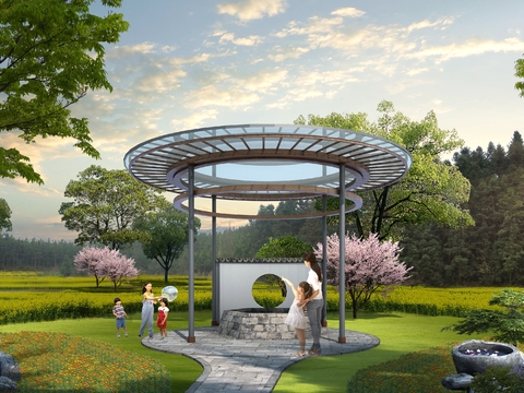 new chinese pavilion park psd