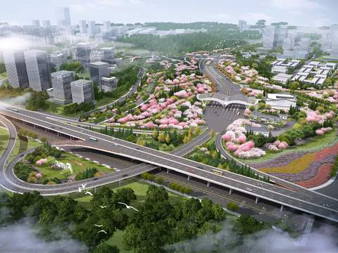 city road ring road bird's eye view psd