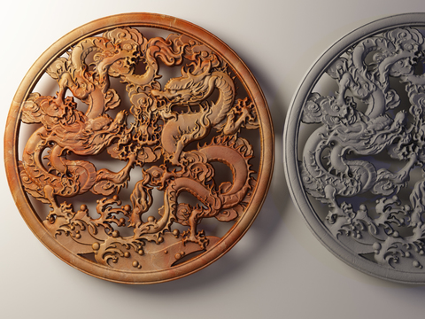 Chinese-style dragon wood carving