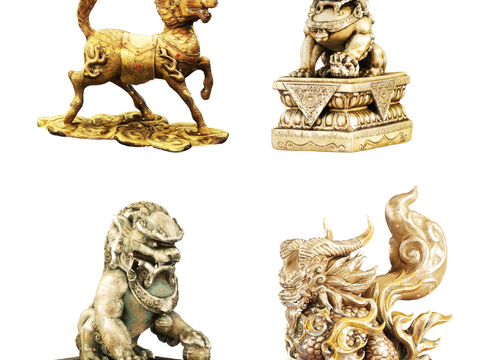 Neo-Chinese Style Unicorn Lion Sculpture