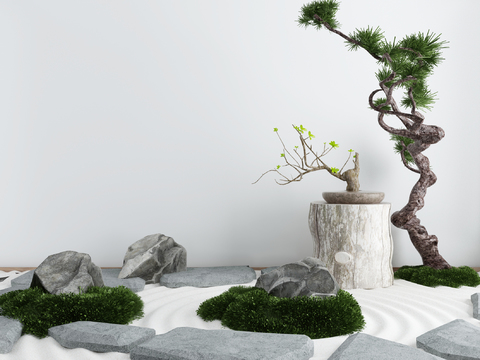 New Chinese stone pine gardening sketch