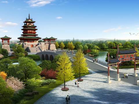 Chinese Ancient Pagoda Appearance psd