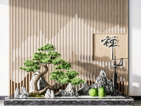 New Chinese pine rockery sketch