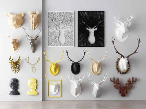 Nordic Deer Head Wall Decoration Pendant Combination