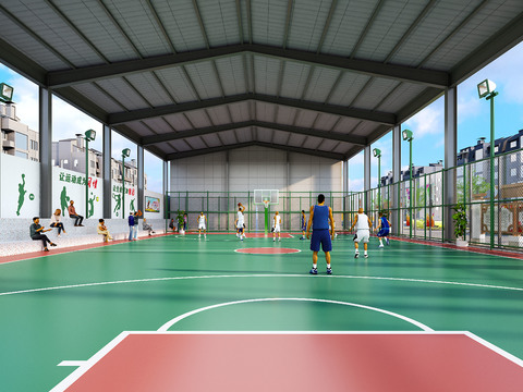 modern basketball court