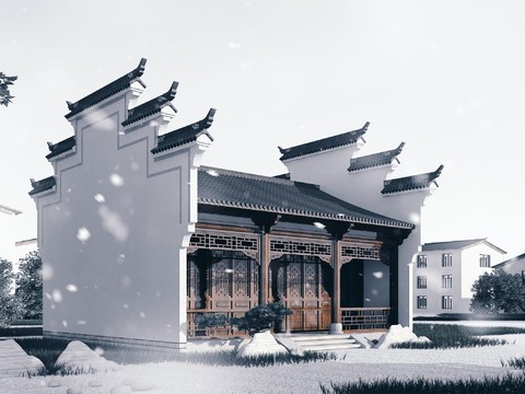 Chinese-style Huizhou ancient building appearance