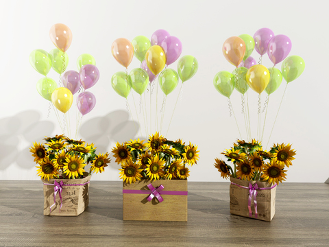 Modern Balloon Sunflower Flower Ornament