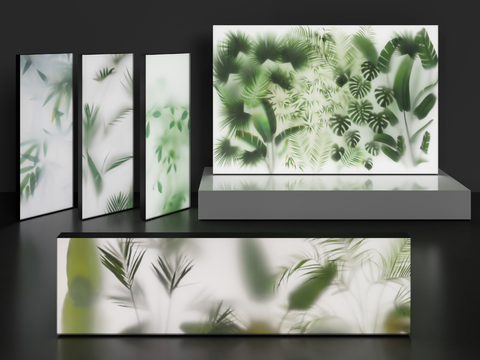 Modern Heat Green Plant Light Box Ornaments