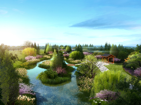 Chinese Wetland Park Aerial View of psd