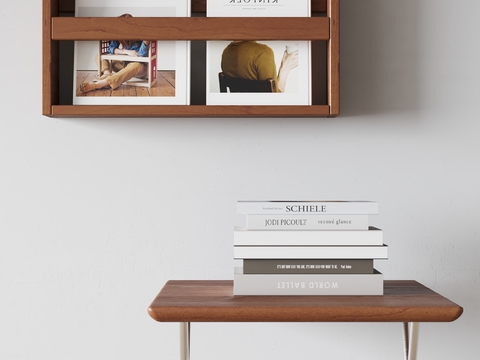 Modern solid wood wall-mounted bookshelf