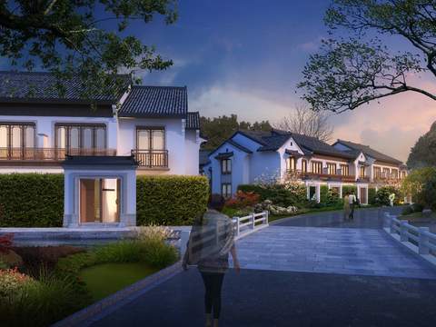 Neo-Chinese Style garden landscape psd