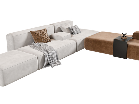 Molteni & C Modern Contrast Fabric Corner Sofa