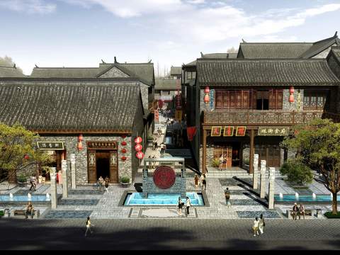 Chinese Town Landscape PSD