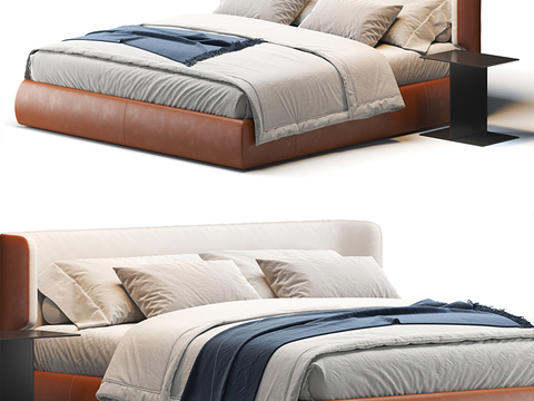 Molteni modern orange leather double bed