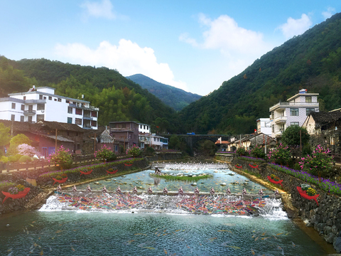 Neo-Chinese Style river landscape psd