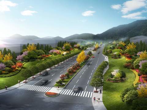 modern suburb mountain highway landscape psd