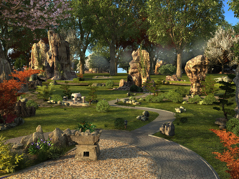 Modern rockery landscape