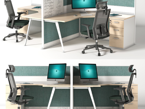 Modern office desk and chair card position