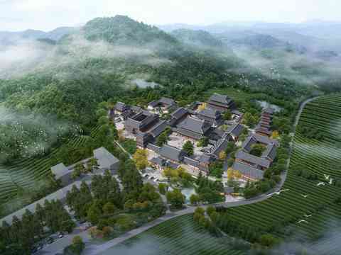 new chinese courtyard bird's eye view psd