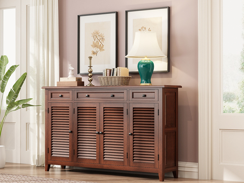 American solid wood veneered sideboard