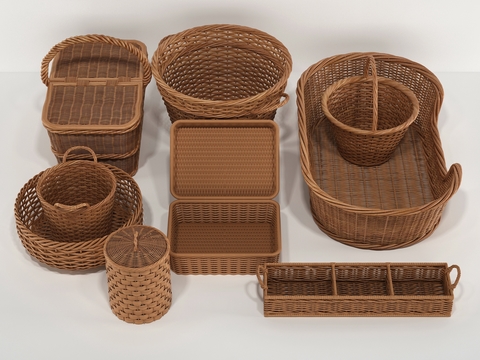 Modern Rattan Basket Basket Combination