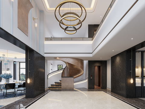 Modern Affordable Luxury Style Villa Lobby Staircase