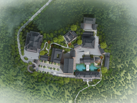 modern residential building bird's eye psd