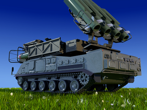 modern anti-aircraft missile launching tank