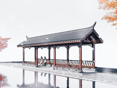 Chinese-style promenade ancient built leisure pavilion