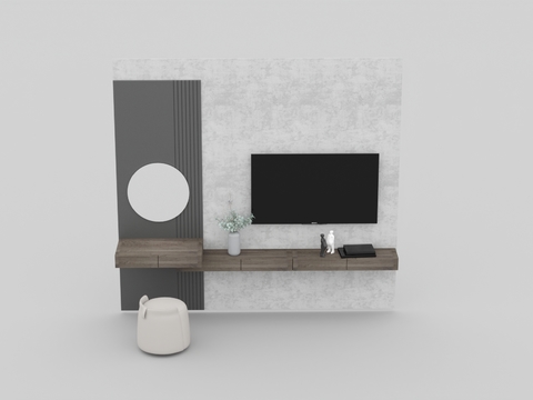 Modern minimalist solid wood TV cabinet Wall free