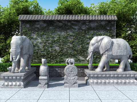 Chinese-style Stone Elephant Drum Stone Sculpture