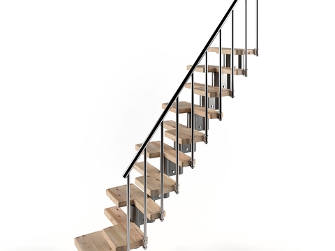 Industrial wind solid wood staircase