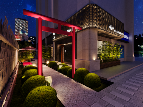 Japanese Restaurant Door Night View