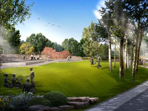 modern park lawn sculpture psd