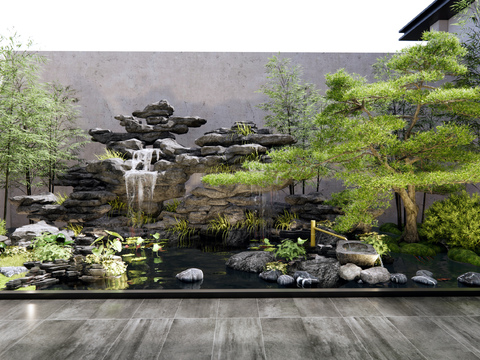 New Chinese rockery waterscape sketch