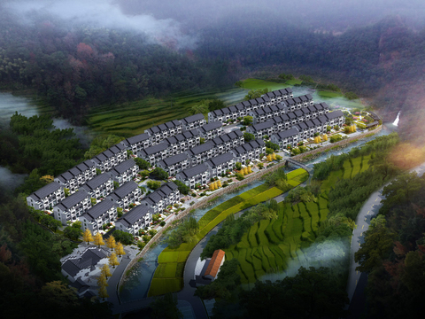 new chinese residential building bird's eye view psd