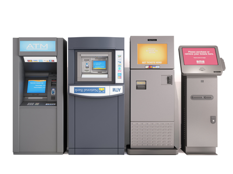 Modern bank ATM machine inquiry machine