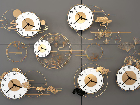 Neo-Chinese Style Affordable Luxury Style Wall Clock