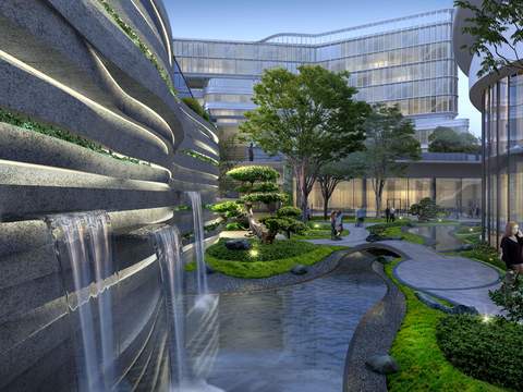 modern office building park appearance psd