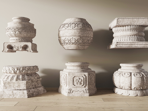 Neo-Chinese Style column pier column head column foundation stone