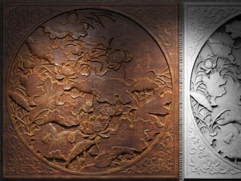 New Chinese Lotus Relief Carving