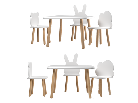 Modern rabbit ear children table and chairs free