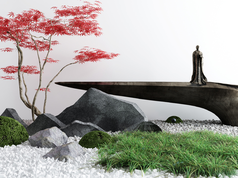 New Chinese-style gardening sketch of dry landscape stone