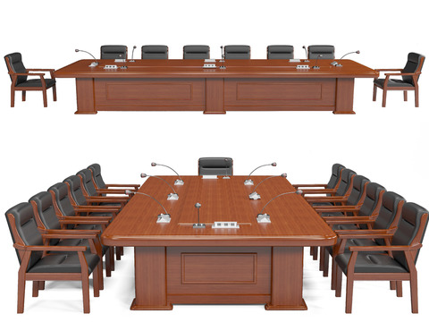 Modern Solid Wood Conference Table and Chair