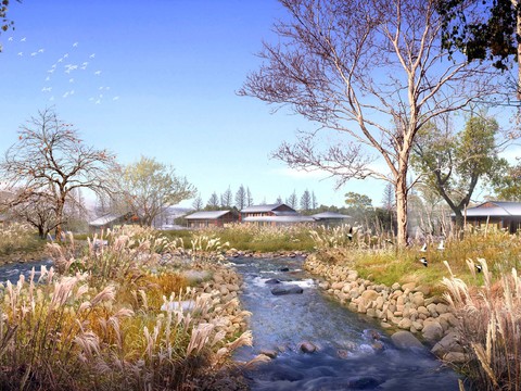 modern ecological wetland landscape psd