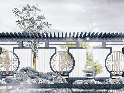 Chinese style gallery landscape wall